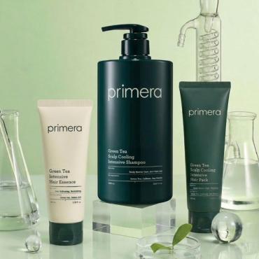 【2+1品禮盒】primera > 綠茶頭皮清涼強根髮護理二件組
