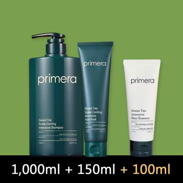 【2+1品禮盒】primera > 綠茶頭皮清涼強根髮護理二件組